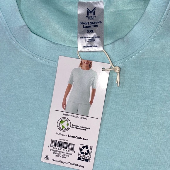Members Mark Womens Luxe Tee Aqua Blue Short Sleeve Relaxed Fit XXL - Picture 3 of 7